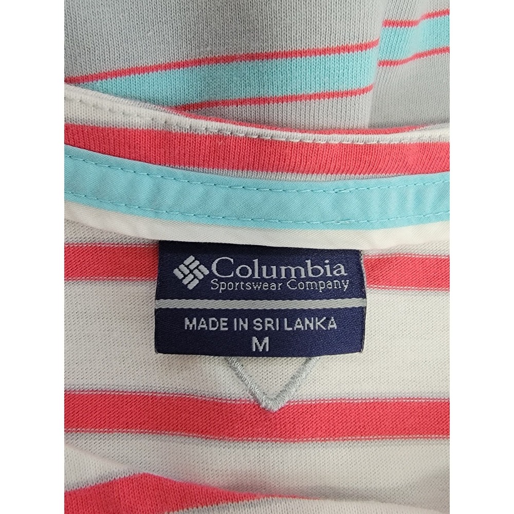 Columbia PFG Striped Tank Dress Womens Medium Pink Teal Grey Casual Mini - Picture 5 of 11